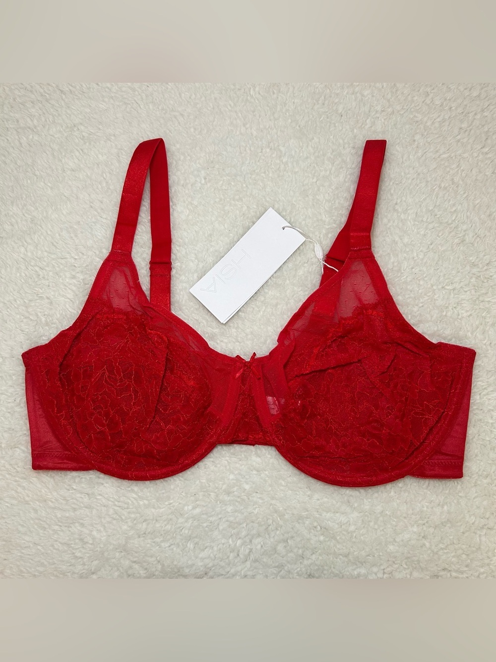 HSIA Enchanted Unlined Lace Underwire Bra 40DD Red NEW